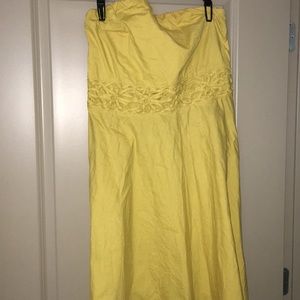 Mustard strapless dress